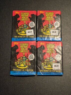 Topps Teenage Mutant Ninja Turtles II Sealed Movie Card Packs Lot of 4 1991